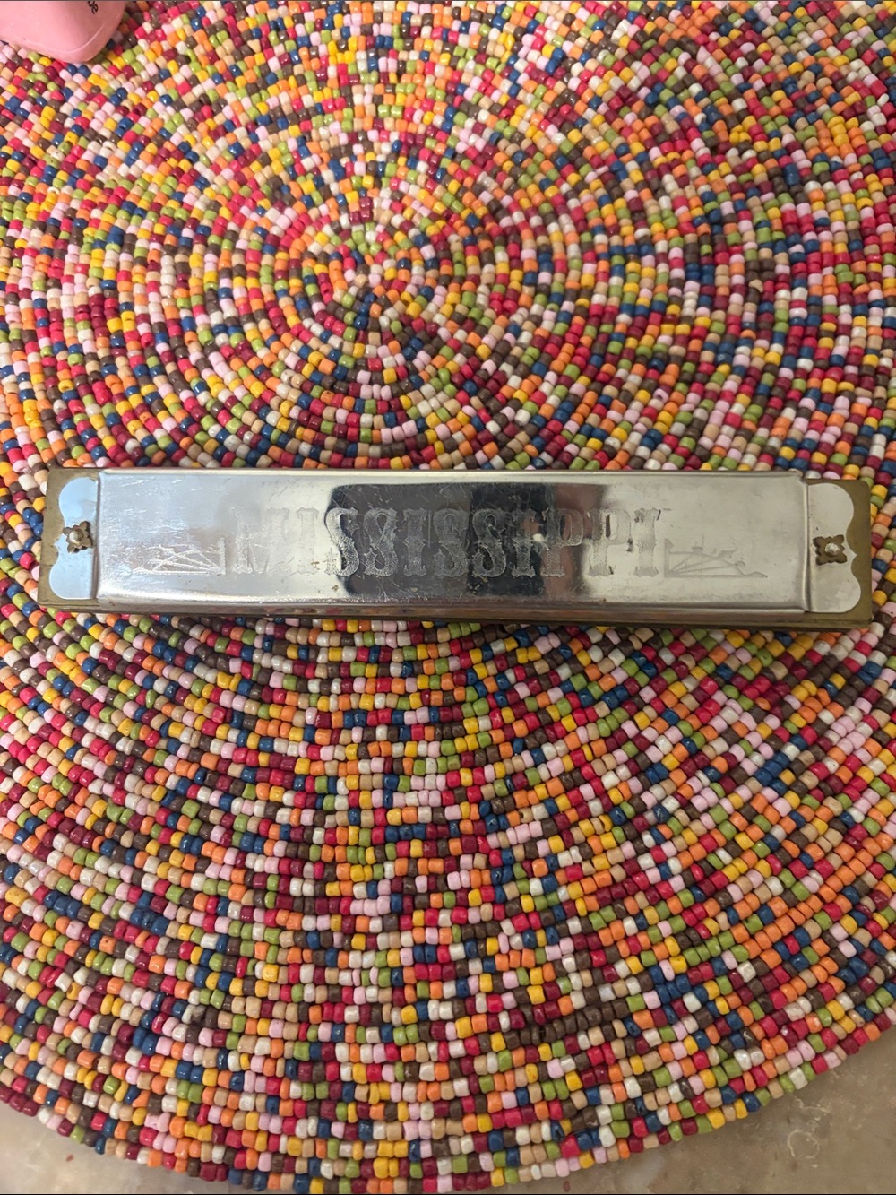 Vintage Silver Harmonica with Engraved Details